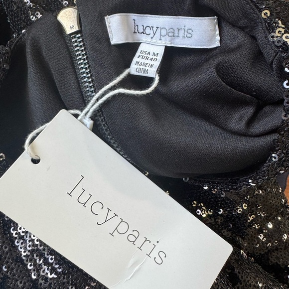 Lucy Paris Black Sequin Cut-Out Cocktail Party Dress Size M Sparkly Bodycon - Picture 9 of 10